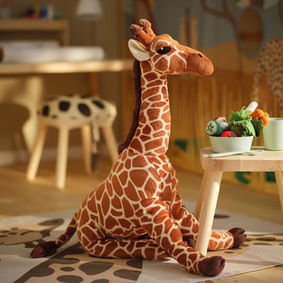 SANDLÖPARE Mjukleksak, giraff/brun, 70 cm