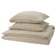 SCHERSMIN påslakanset: beige, 100 % bomull, texturerad muslin, mjuk och luftig.