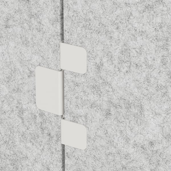 Vita väggfästen för SIDORNA avdelare, vilket möjliggör väggmontering.