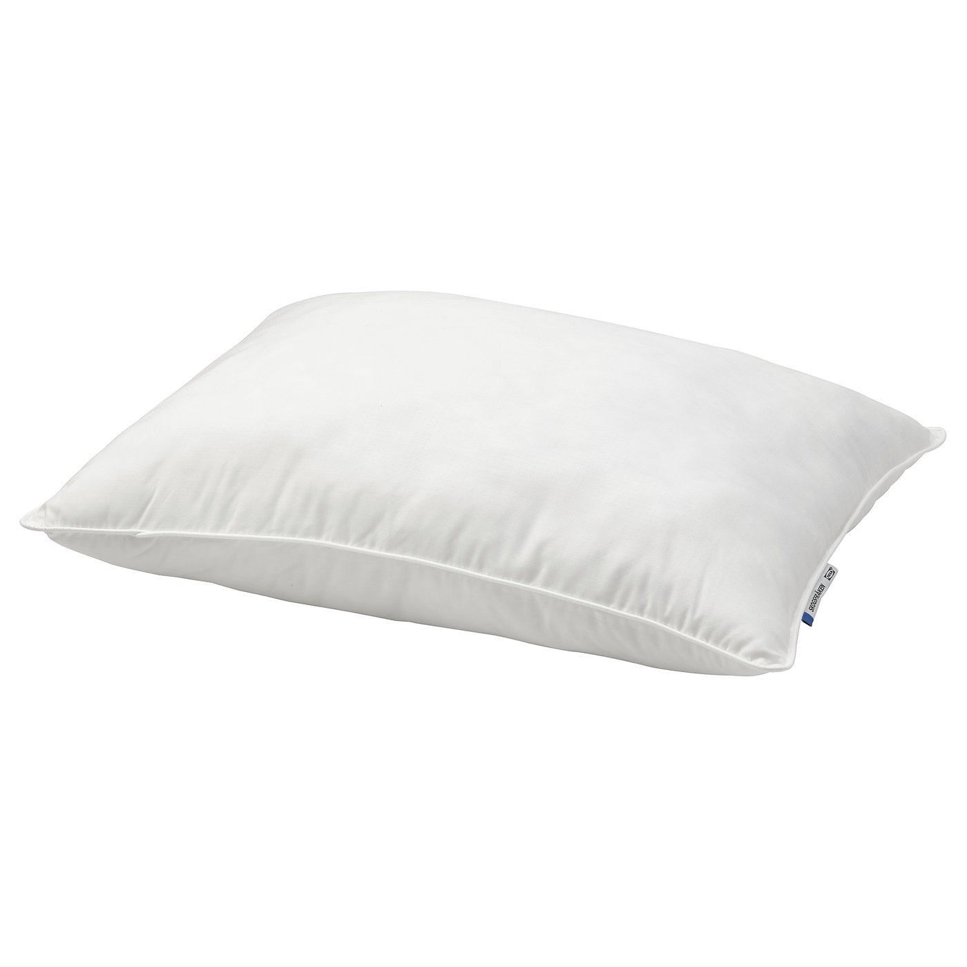 Vit rektangulär kudde med rundade kanter, bomull-lyocellblandning, fyllning av återvunnen polyester.