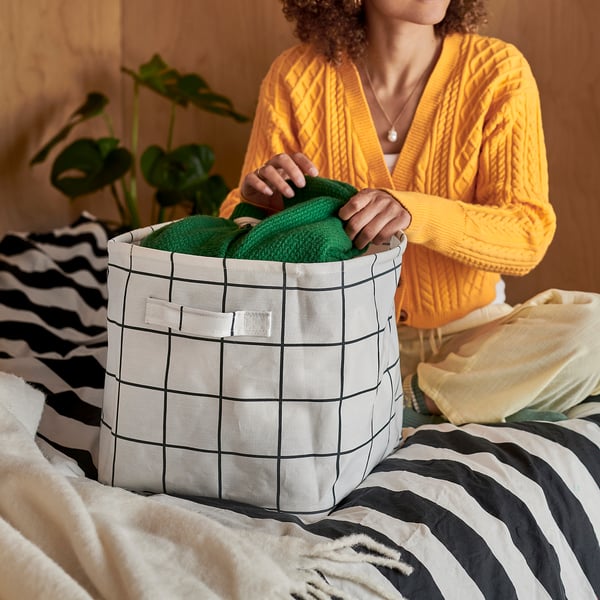 SLÅTTERVALL Förvaringskorg, textil, 32x35x32 cm