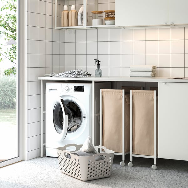 SLIBB Tvättkorg, vit, 38 l