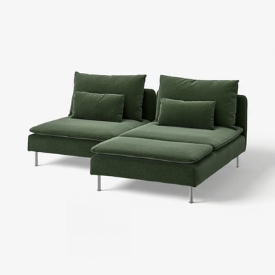 SÖDERHAMN 2-sits soffa med schäslong, Johanneshov mörkgrön