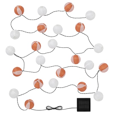 SOLVINDEN solcellsdrivna lyktor, orange & vit, cirkulär, snördesign.