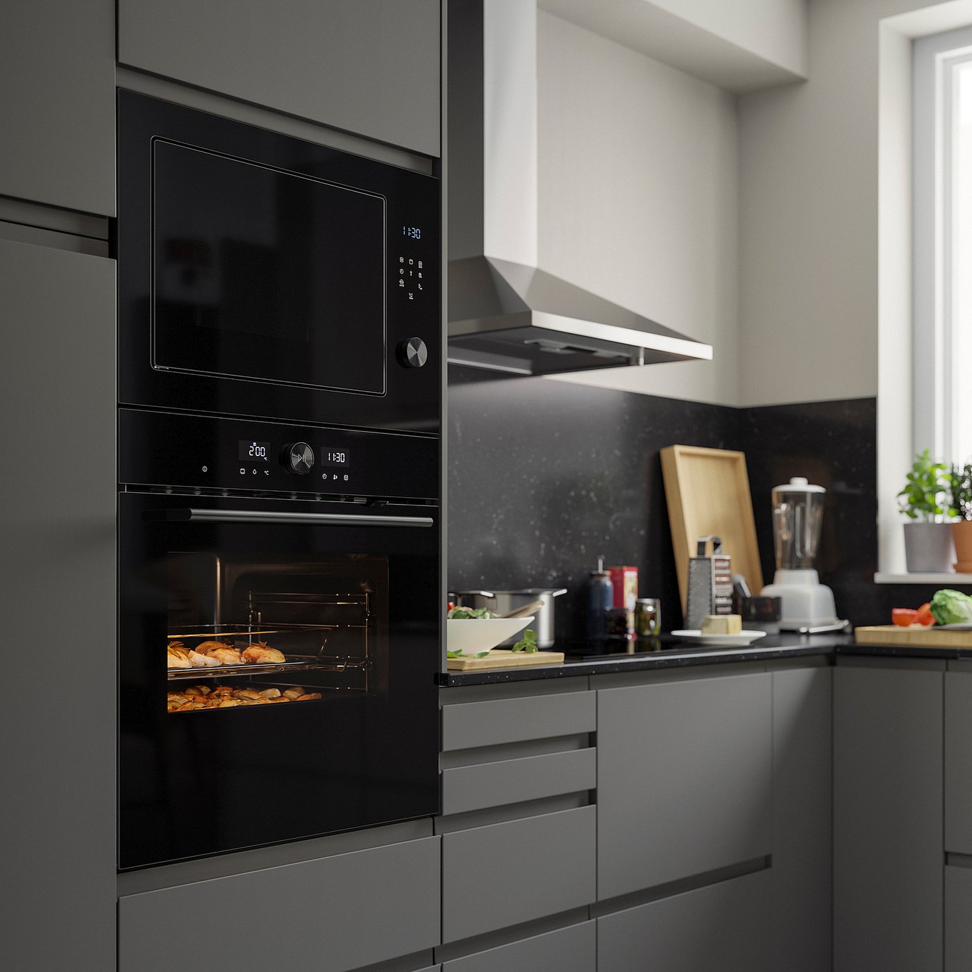 SPJUTBO Varmluftsugn, Grillfunktion svart/IKEA 500