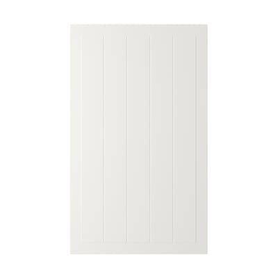 STENSUND vit skåpslucka. Fyrkantig, räfflad paneldesign. Tillverkad av fiberplatta och polyuretanfärg.