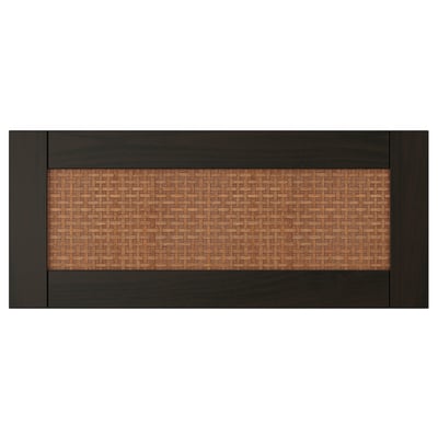 STUDSVIKEN, lådfront i mörkbrunt vävt trä, rektangulär, naturfiberdesign.