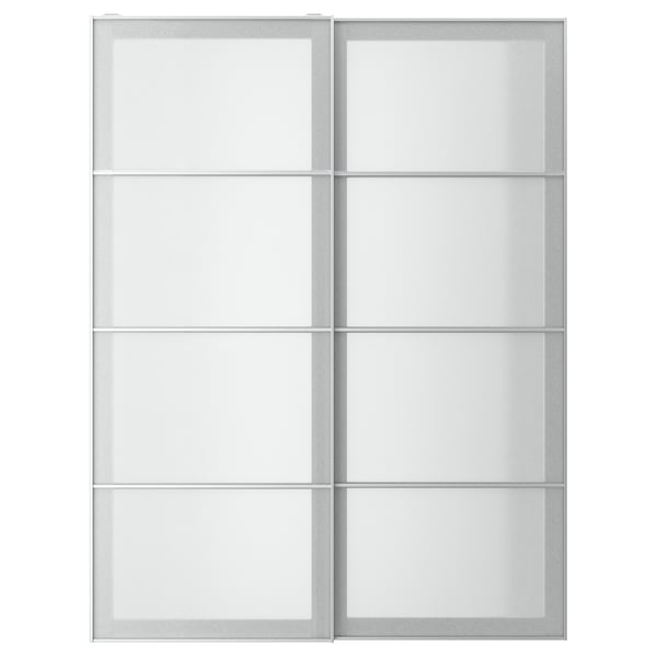 SVARTISDAL garderob - frostat glas, aluminium, mjukstängande dörrar