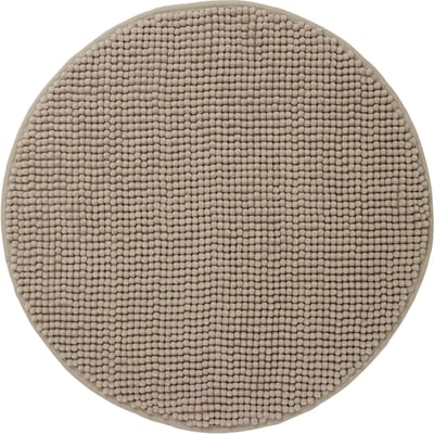 TOFTBO rund badrumsmatta, beige. Mjuk, återvunnen polyester med stenstruktur. Kan tvättas i maskin, snabbtorkande.