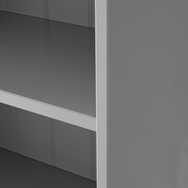 Elegant, modern vägghylla med ren, vit ram och mörk, slät baksida. Perfekt för organiserad förvaring.