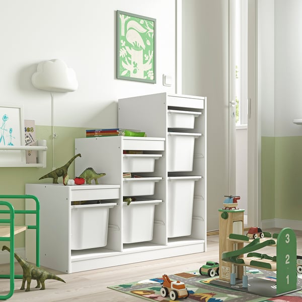 TROFAST Förvaringskombination med backar, vit/vit, 99x44x94 cm