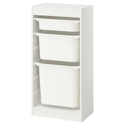TROFAST Förvaringskombination med backar, vit/vit, 46x30x94 cm