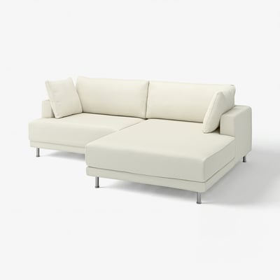 Modern krämfärgad UPPÅKRA-sektionssoffa med ren design och mjuka dynor för komfort.