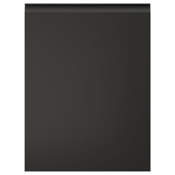Svart UPPLÖV köksskåp med elegant, integrerat handtag, med modern, fyrkantig design.