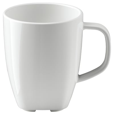 Vit VÄRDERA fyrkantig mugg, porslin, rundade kanter.
