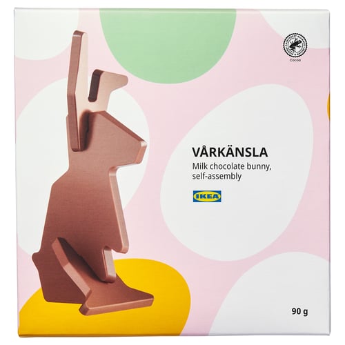 IKEA mjölkchokladkanin i lådor, 90g. Pastellfärger, montering behövs.