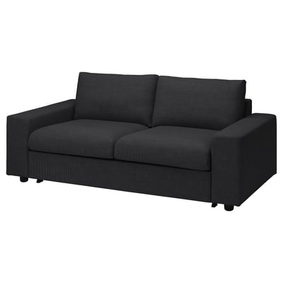 Mörkgrå VIMLE soffa, modern minimalistisk design, mjukt tyg, bekväm, konvertibel sovhytt.