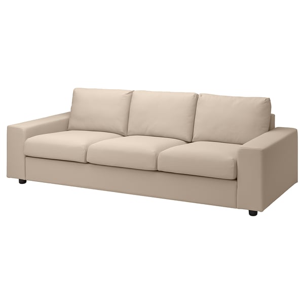 VIMLE soffa, beige, modern design, 3-sits, raka linjer, komfortfokuserad.