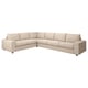 VIMLE beige l-formad soffa, femsits, tygklädsel, minimalistisk design.