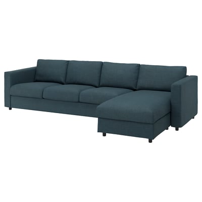 VIMLE: blågrön sektionssoffa, modern design, avslappnad klädsel, l-form.
