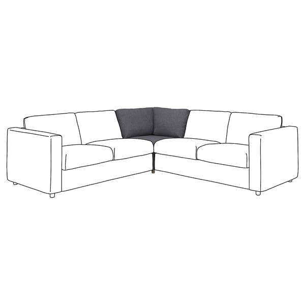 VIMLE sektionssoffa, modern l-formad design, ljusgrå tygklädsel, polyestermaterial.