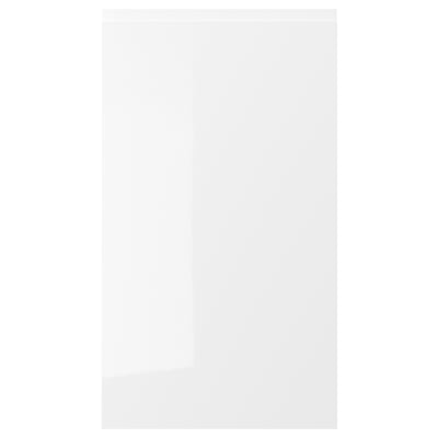 VOXTORP vitblank skåpdörr; Elegant, modern, högblank finish, integrerade handtag, rektangulär form.