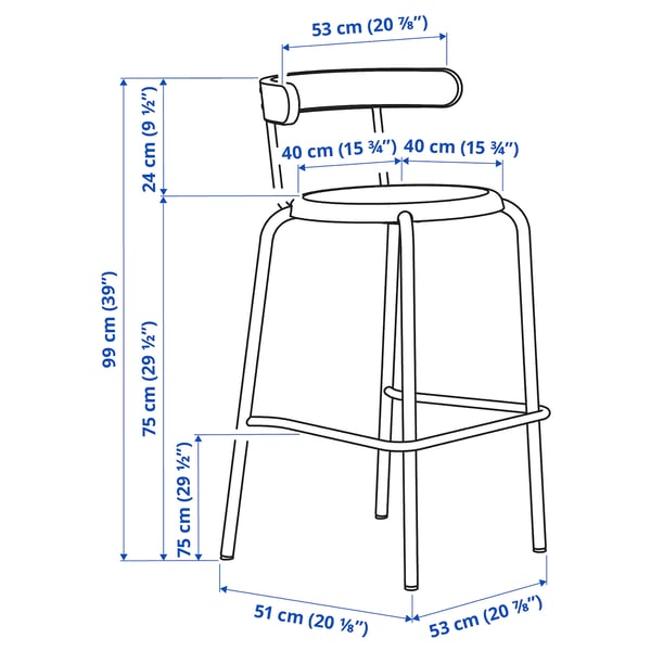 Illustration med mått för produkten: YNGVAR.