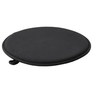 ÄNGSFRÄKEN : coussin de chaise circulaire noir. Rond, noir, confortable, avec dos antidérapant, polyester et mousse.