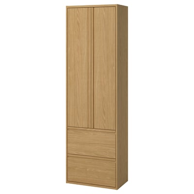 ÄNGSJÖN : armoire haute en bois avec tiroirs. Design minimaliste en effet chêne.