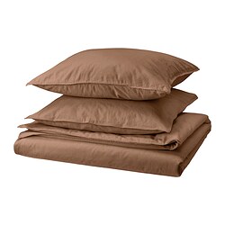 ÄNGSLILJA Housse de couette et 2 taies, brun clair, 240x220/65x65 cm