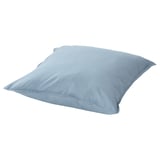 Coussin carré bleu clair. Coton doux, design minimaliste. Parfait pour les chambres modernes.