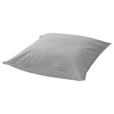 Taie d’oreiller grise, coton doux, design uni, forme carrée.