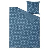 Parure de lit circulaire bleue avec couette et oreillers, coton-viscose.