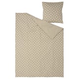 Parure de lit ÄNGSNEJLIKA gris-beige à motif géométrique, coton-viscose, fermetures à boutons/enveloppes.