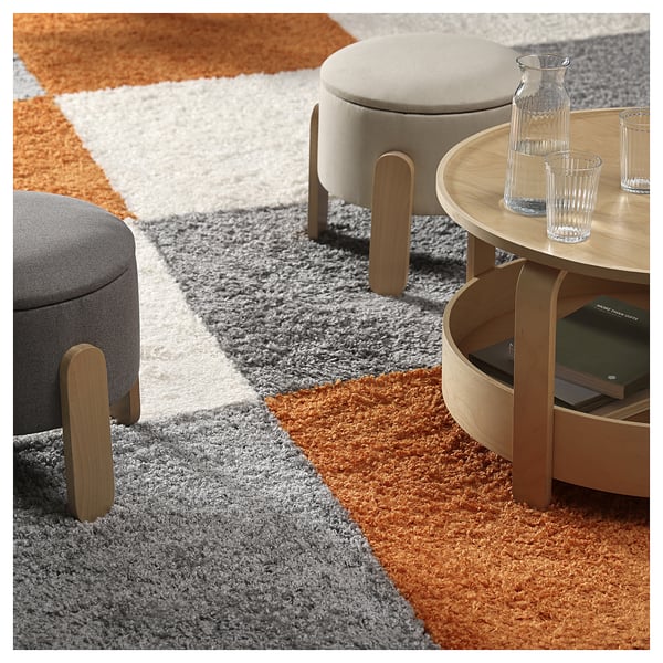 ÄRENDE Tapis, poils hauts, orange, 80x80 cm