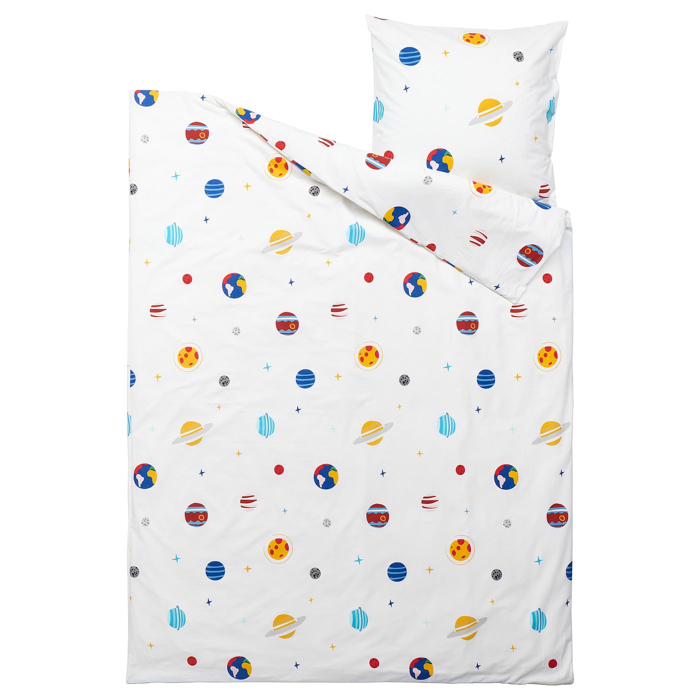 Parure De Lit Enfant Motif Fusée Espace - Housse De Couette Microfibre Douce + Taie 65x65 Cm, Pour Ados - 10