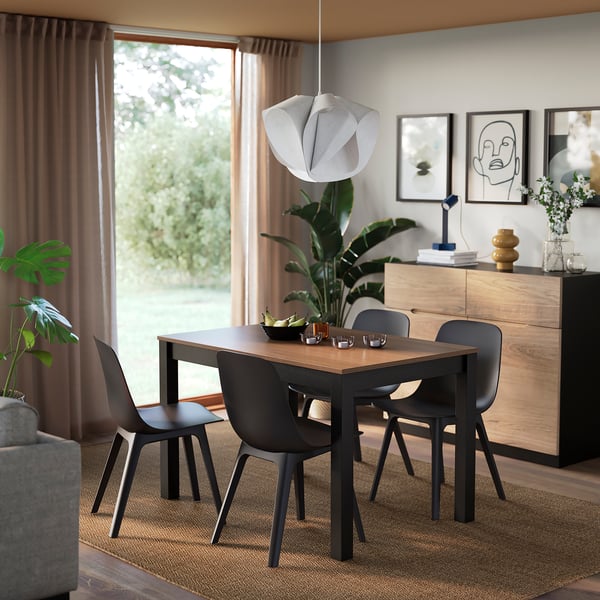 ÅLHULT / ODGER Table et 4 chaises, noir/brun/anthracite, 120x80 cm