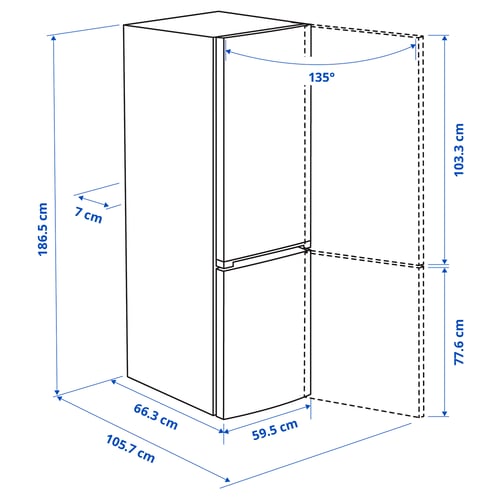 Illustration avec les mesures du produit : ALINGSÅS.