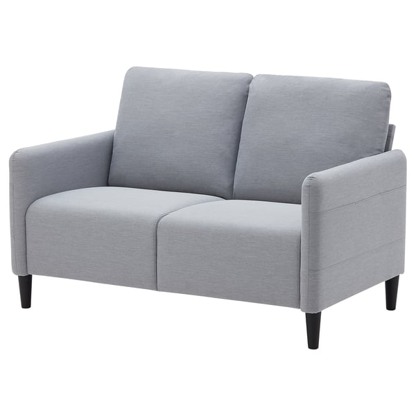 Causeuse ANGERSBY gris clair, design moderne et compact avec coussins moelleux.