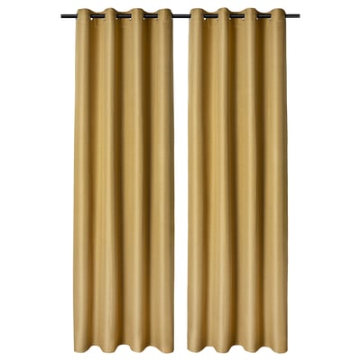 ANNAKAJSA Rideaux assombrissants, 2 pièces, brun jaune/avec oeillets, 145x250 cm