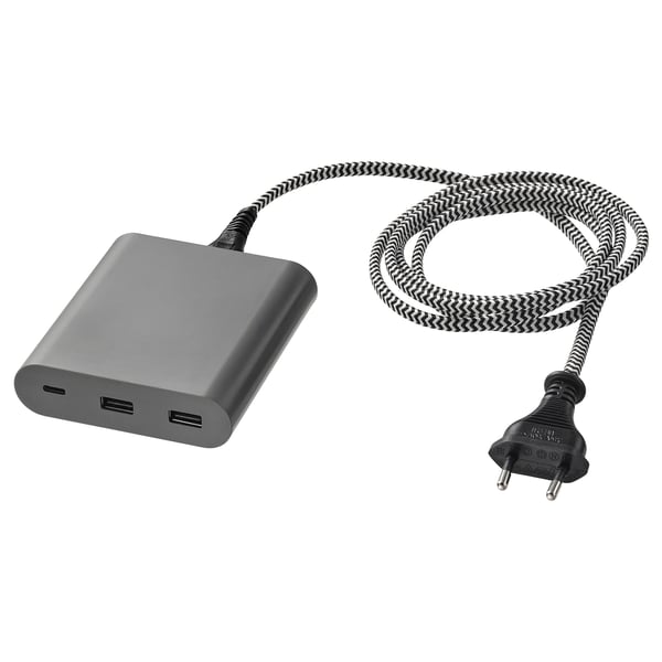 ÅSKSTORM Chargeur USB 40W, gris foncé