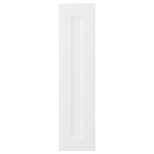 Cette image est la porte de cuisine blanche AXSTAD avec une finition lisse et mate, des lignes douces et un design de panneau encastré.