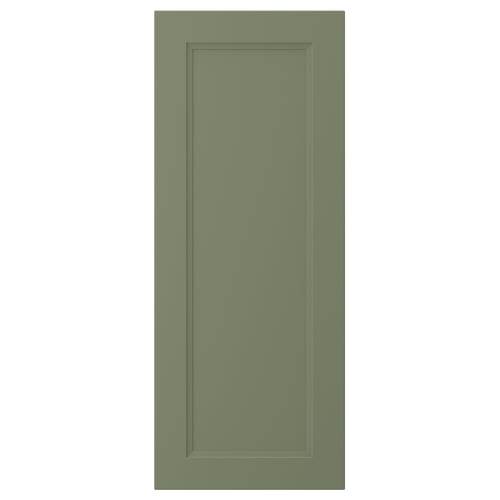 Porte d’armoire verte AXSTAD, rectangulaire, conception de panneau, âme en panneaux de fibres, côtés en mélamine et feuille de plastique, aspect traditionnel.