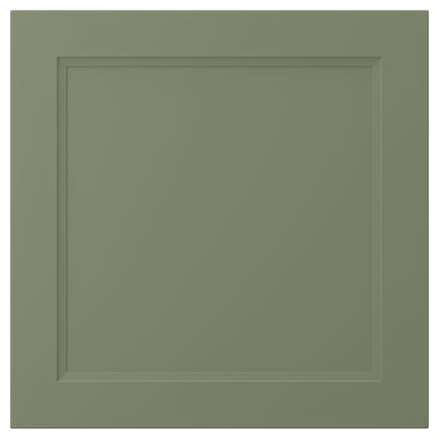 Armoire verte avec insert carré gris. Alternativement, pour moins de 150 caractères : armoire verte, encart gris.