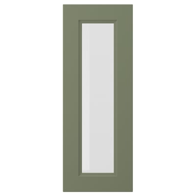 Porte AXSTAD, gris-vert, rectangulaire, finition mate, panneau de verre, âme en panneaux de fibres.