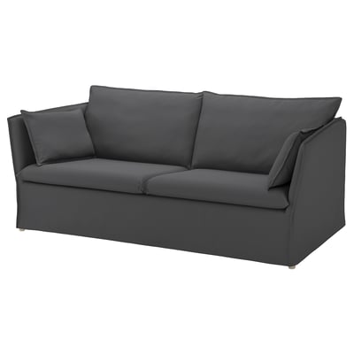 Canapé BACKSÄLEN gris au design minimaliste et aux coussins moelleux pour plus de confort.