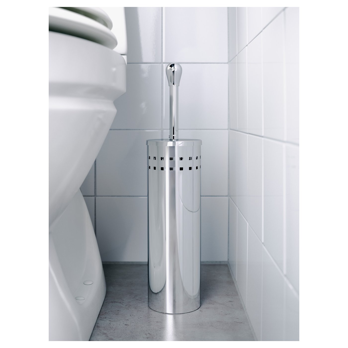 Bremermann Piazza Brosse WC Suspendue Inox Mat Et Verre - Avec Kit Adhésif Et Tête De Rechange