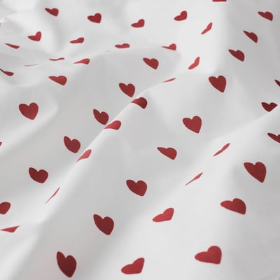 Couette et oreiller bébé blanc à motifs de cœur, 100 % coton.