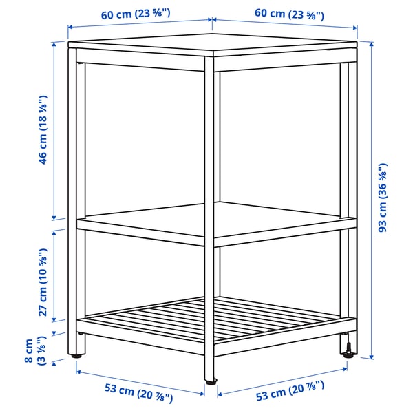 Illustration avec les mesures du produit : BÅTSKÄR.