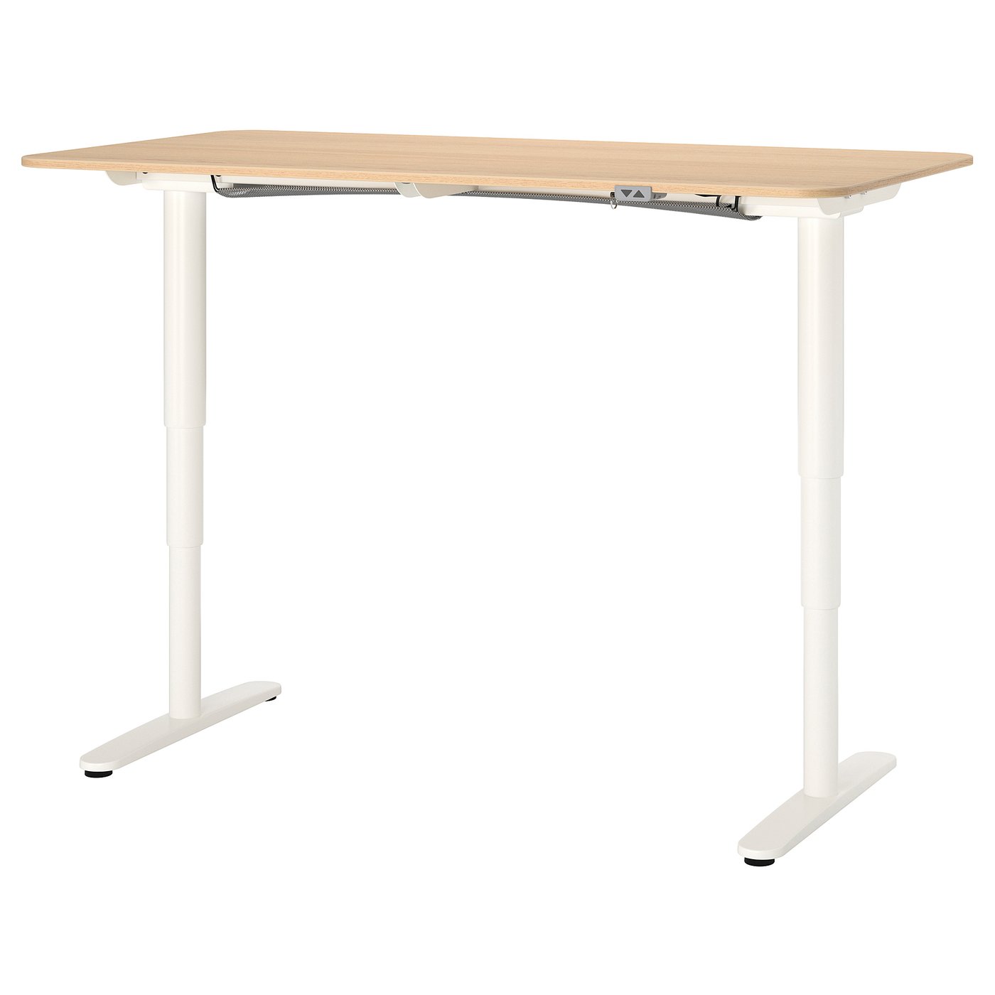 Bekant Bureau Assis Debout Plaque Chene Blanchi Blanc 160x80 Cm Ikea